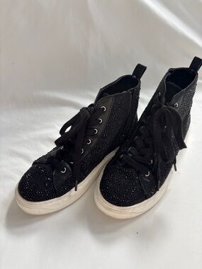 Steve Madden Black Crystal-Embellished High-Top Sneakers